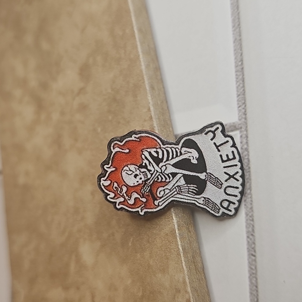 Skeleton Anxiety Patch with Orange Flames